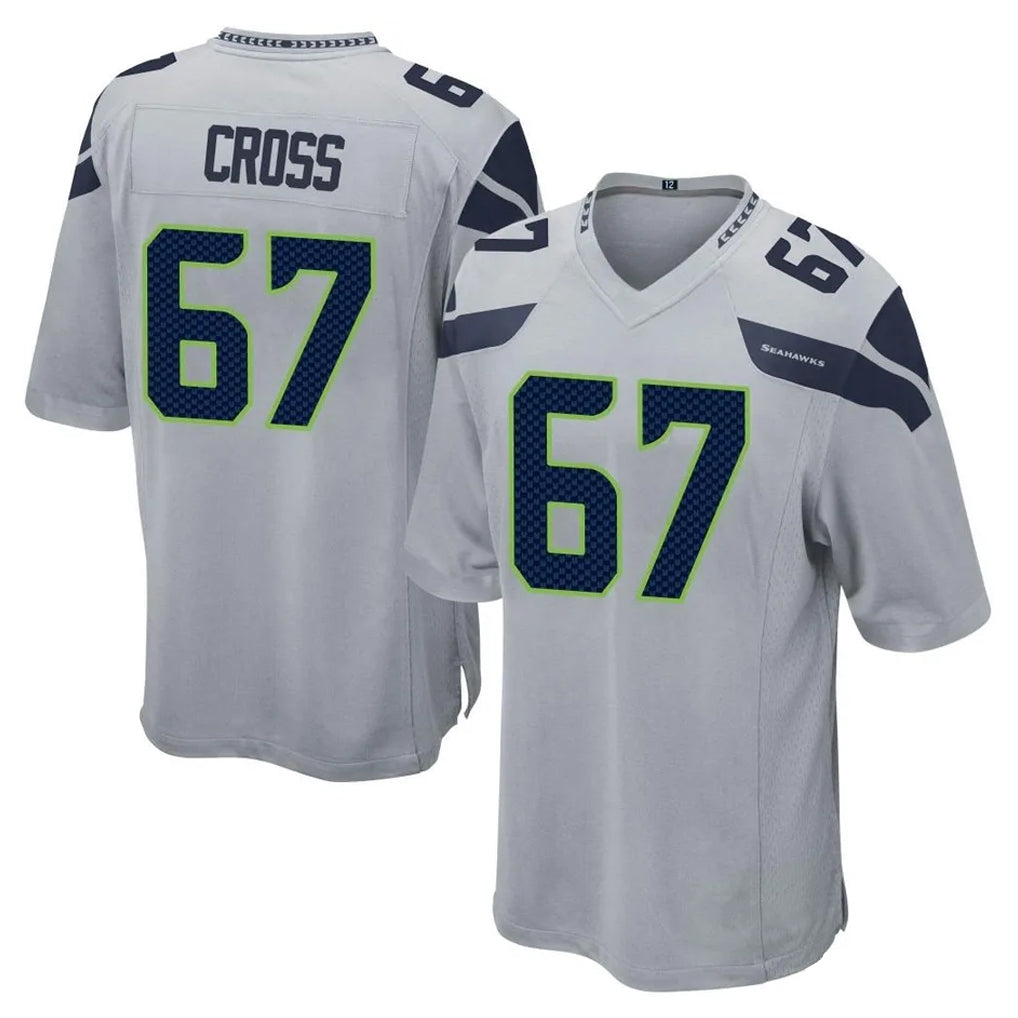 Pkot S.Seahawks #67 Charles Cross Player Gray Home Game Stitched Jerseys