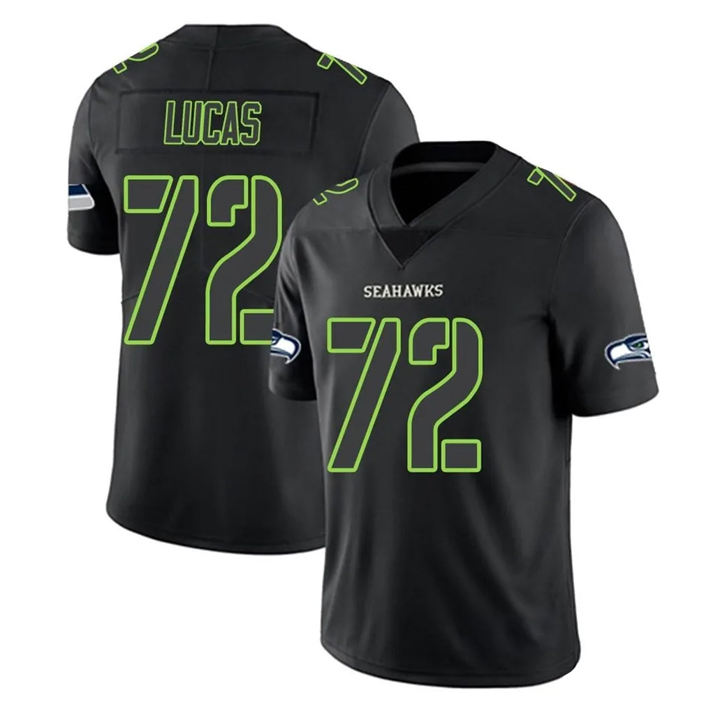 Pkot S.Seahawks #72 Abraham Lucas Player Black Impact Limited Home Game Stitched Jerseys