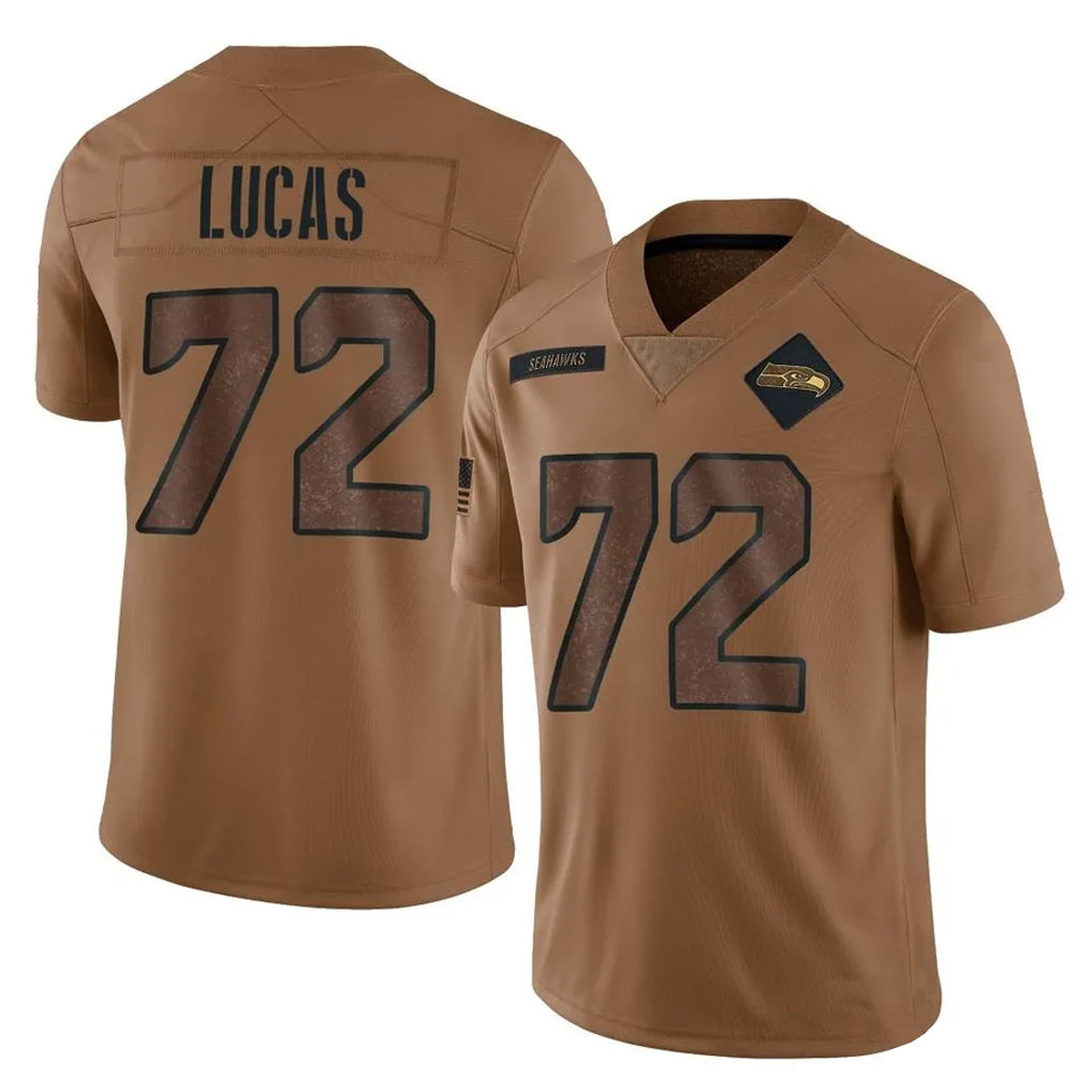 Pkot S.Seahawks #72 Abraham Lucas Player Brown Limited Salute To Service Home Game Stitched Jerseys
