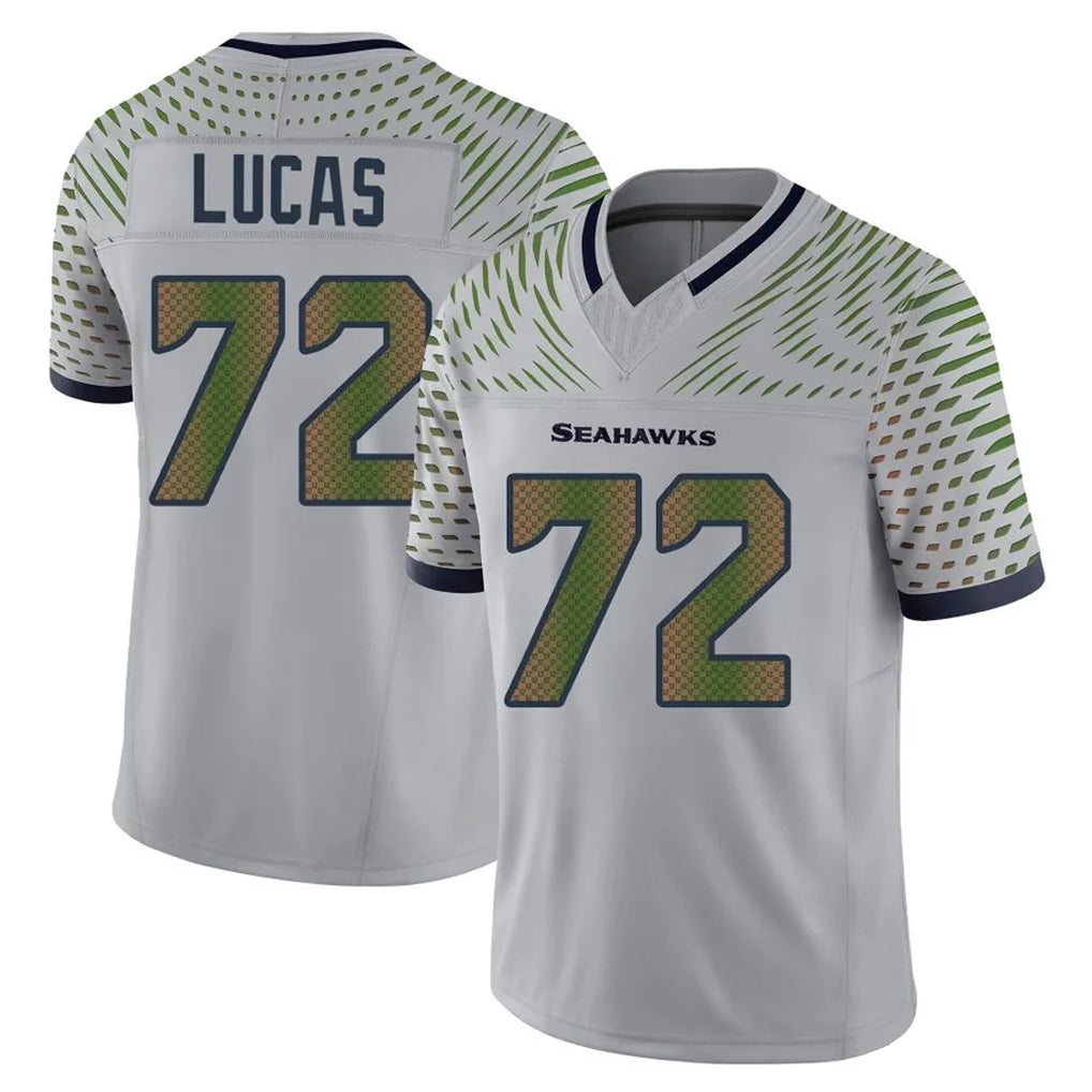 Pkot S.Seahawks #72 Abraham Lucas Player Grey Limited 2025 Rivalries Collection Home Game Stitched Jerseys