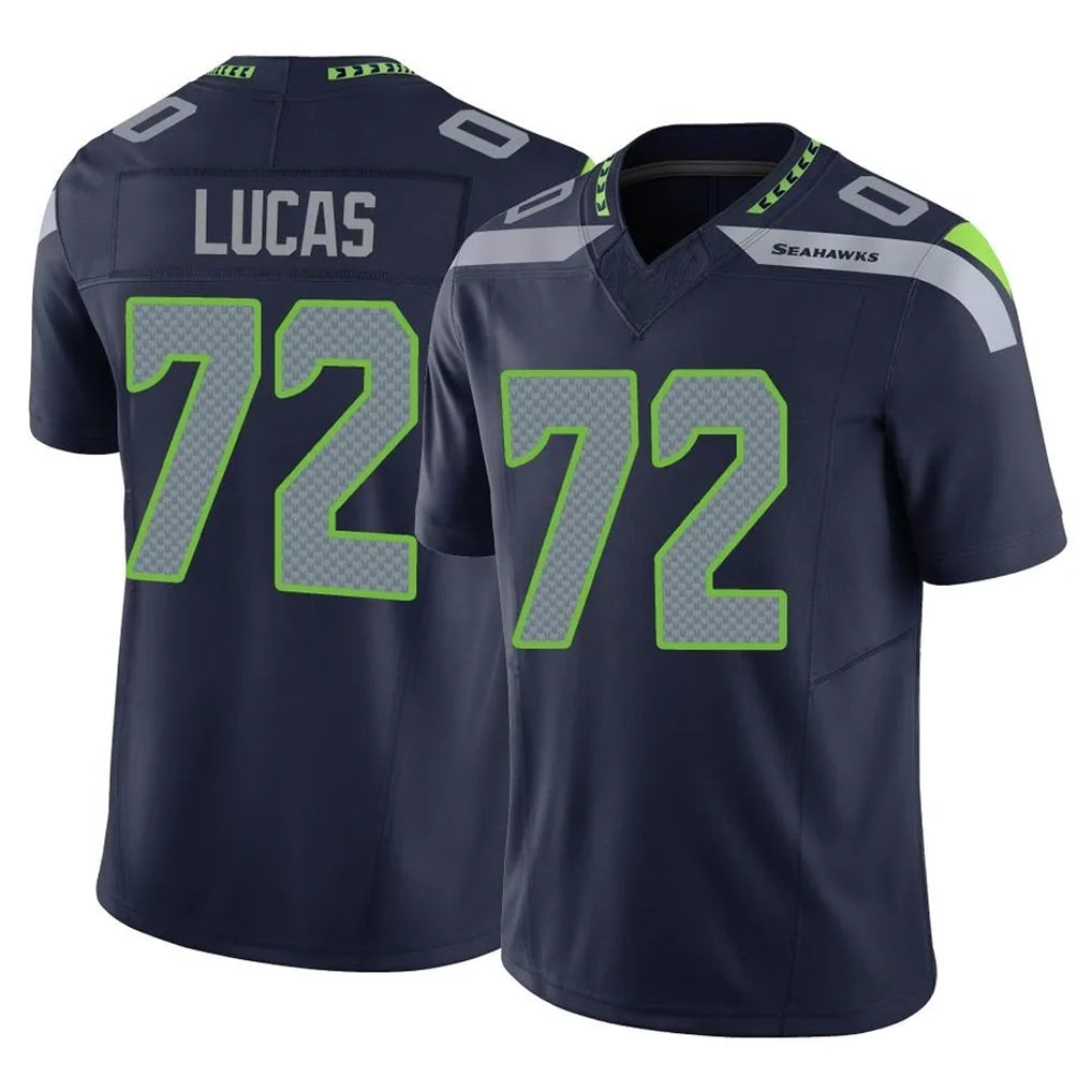 Pkot S.Seahawks #72 Abraham Lucas Player Navy Limited Vapor F.U.S.E. Home Game Stitched Jerseys