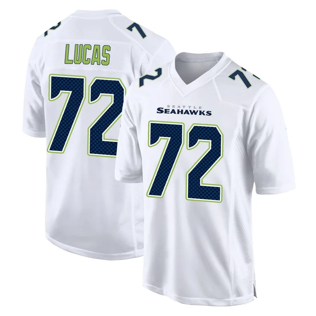 Pkot S.Seahawks #72 Abraham Lucas Player White Tundra Fashion Home Game Stitched Jerseys