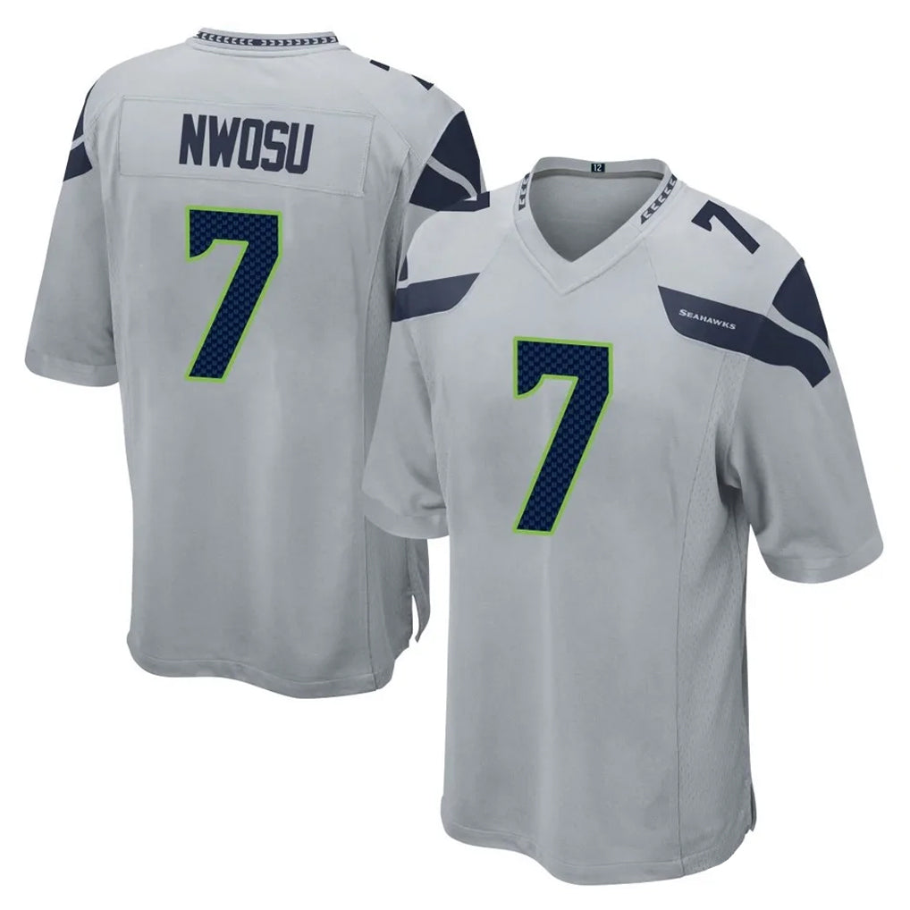 Pkot S.Seahawks #7 Uchenna Nwosu Player Gray Home Game Stitched Jerseys