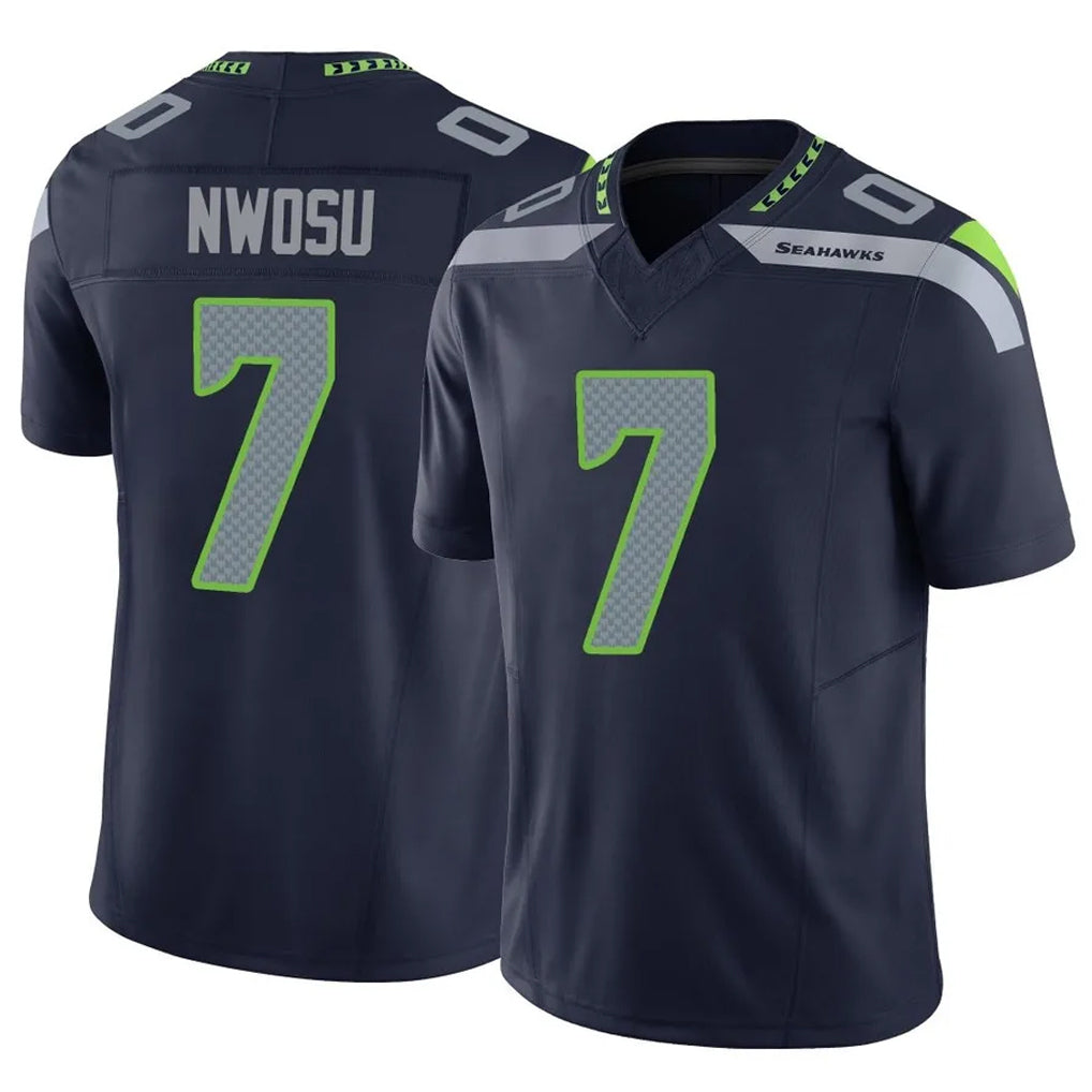 Pkot S.Seahawks #7 Uchenna Nwosu Player Navy Limited Vapor F.U.S.E. Home Game Stitched Jerseys