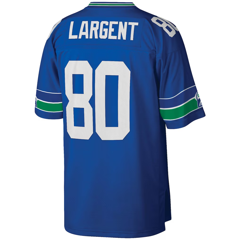 Pkot S.Seahawks #80 Steve Largent Mitchell & Ness Royal Legacy Replica Puhic Stitched Jerseys