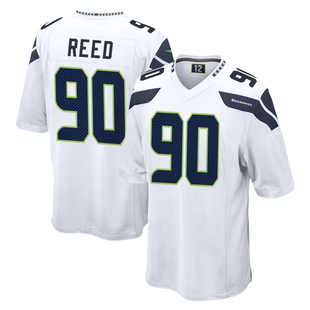 Pkot S.Seahawks #90 Jarran Reed Player White Home Game Stitched Jerseys