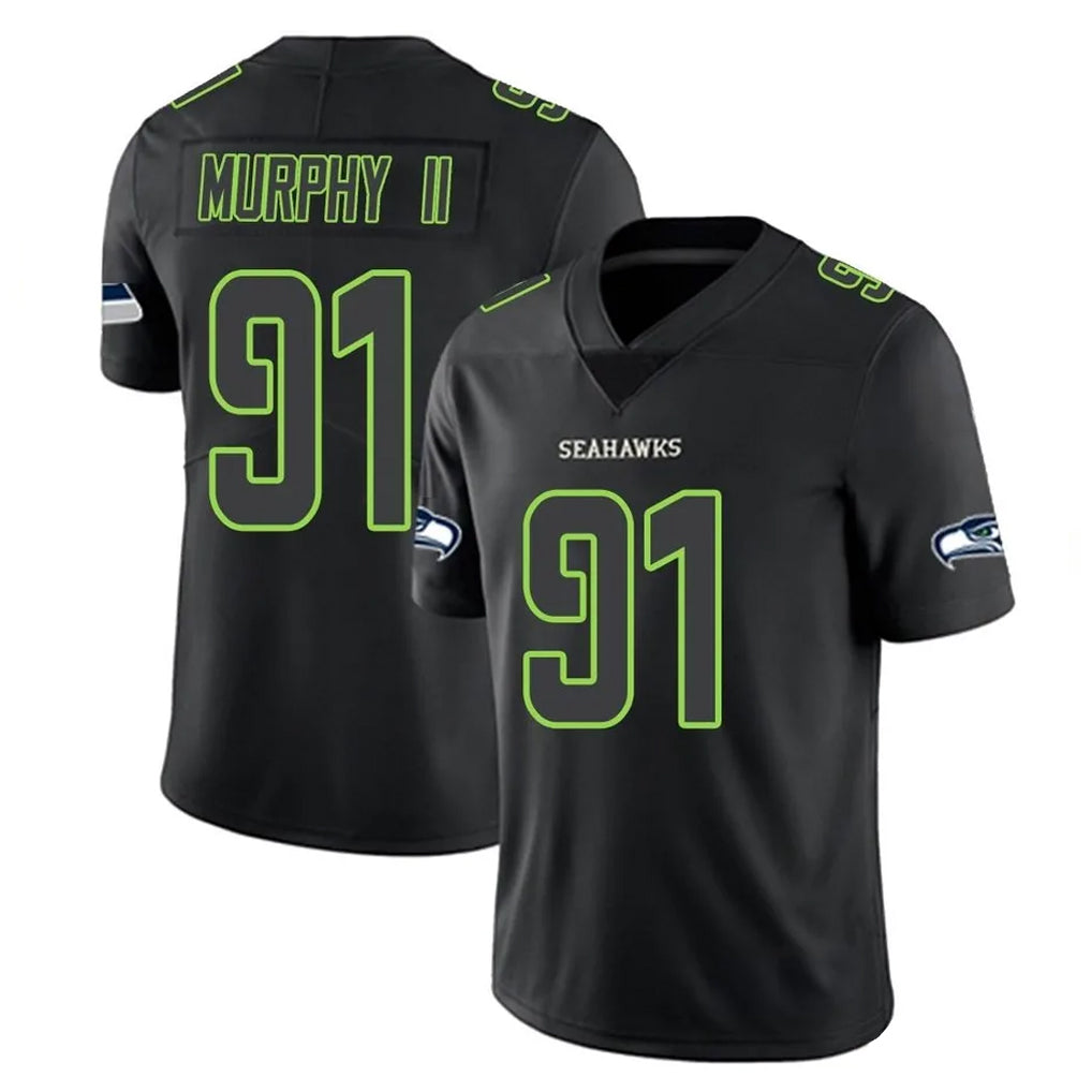 Pkot S.Seahawks #91 Byron Murphy II Player Black Impact Limited Home Game Stitched Jerseys