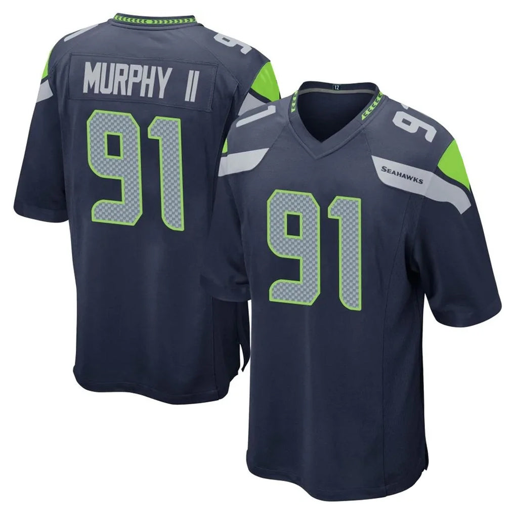 Pkot S.Seahawks #91 Byron Murphy II Player Navy Home Game Stitched Jerseys