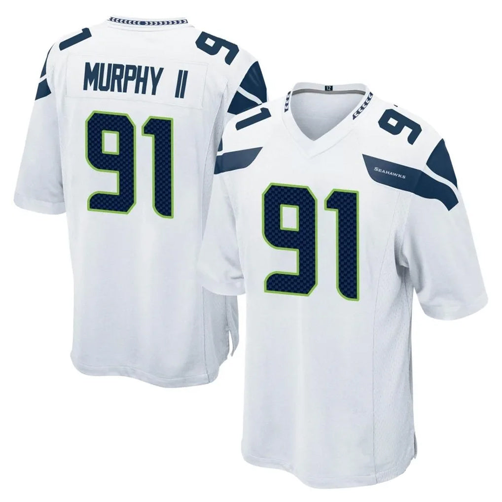 Pkot S.Seahawks #91 Byron Murphy II Player White Home Game Stitched Jerseys
