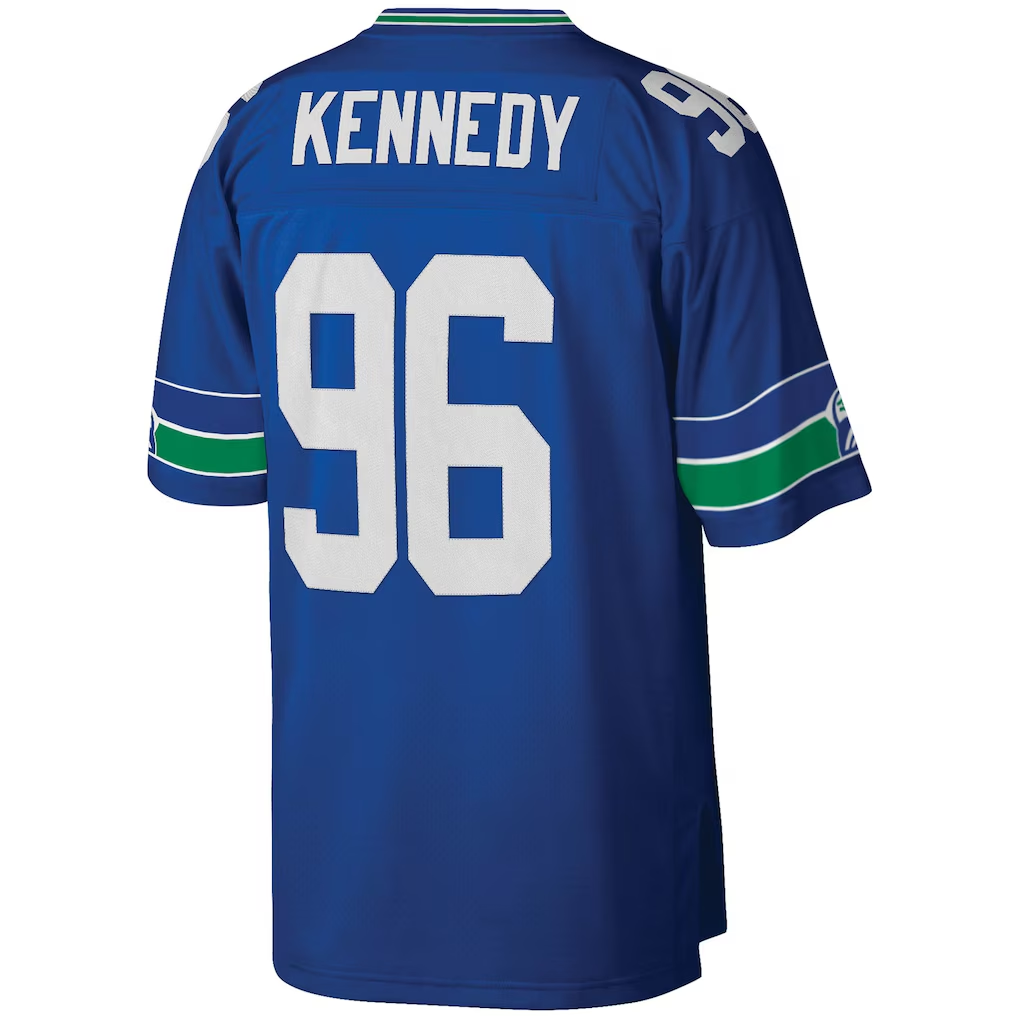Pkot S.Seahawks #96 Cortez Kennedy Mitchell & Ness Royal Legacy Replica Stitched Jerseys