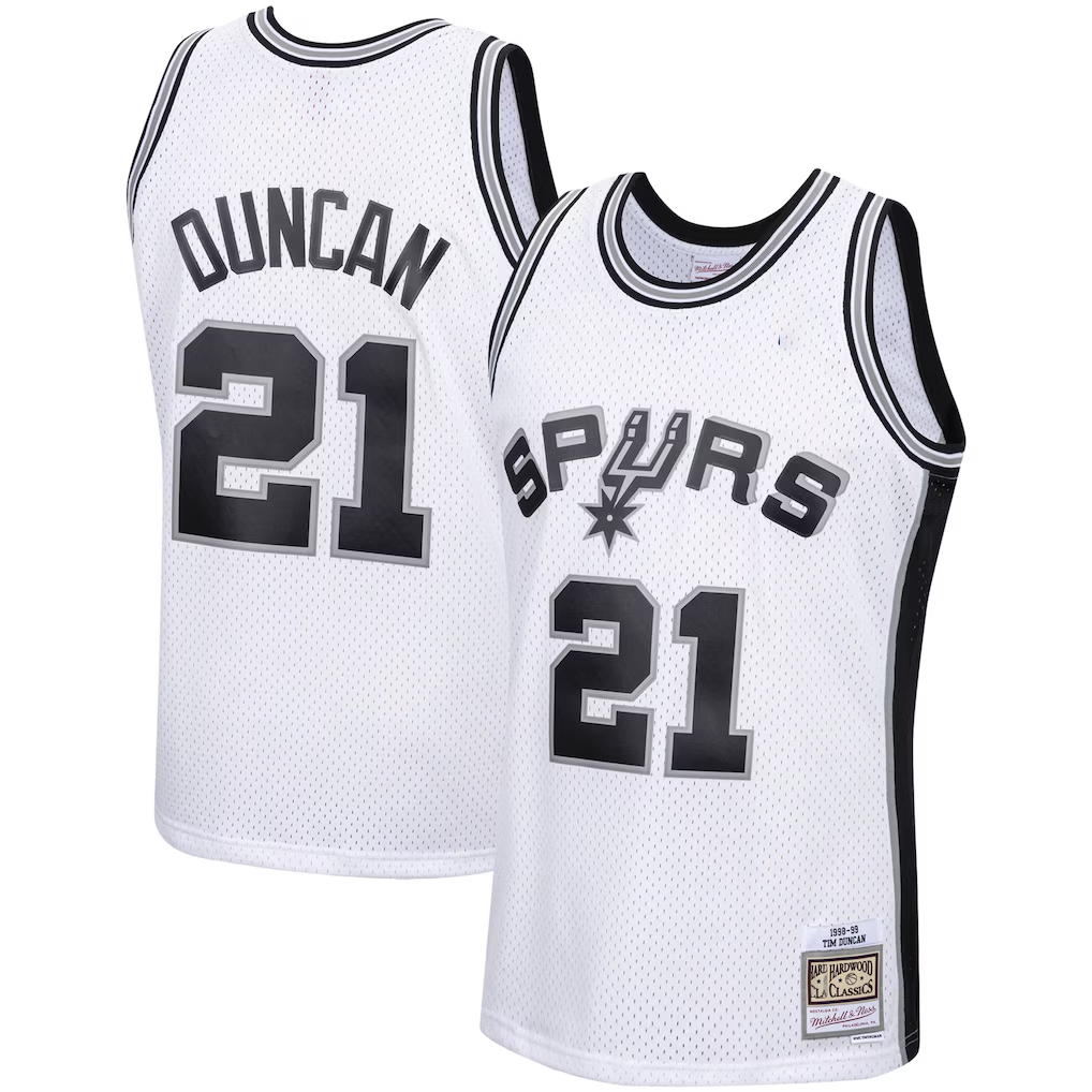 Pkot SA.Spurs #21 Tim Duncan Mitchell & Ness White 199899 Hardwood Classics Swingman Stitched Jerseys