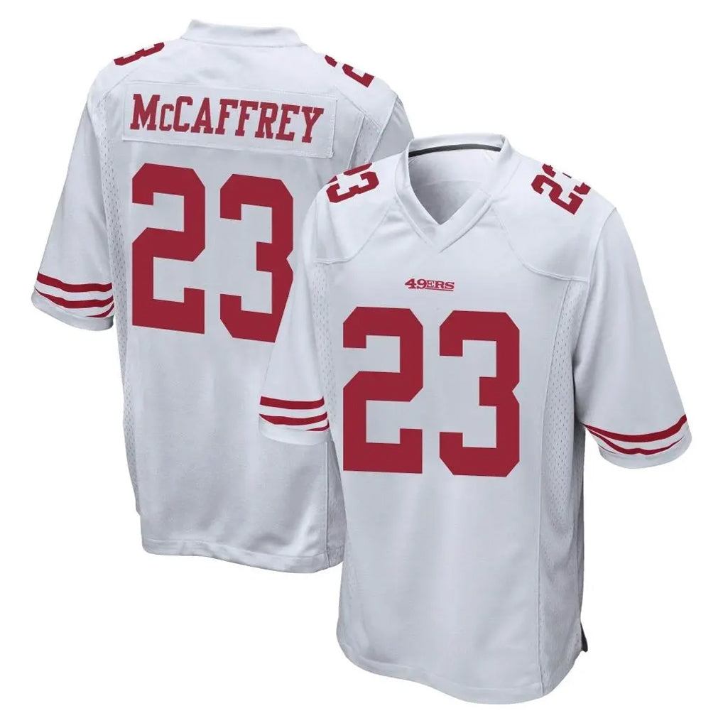 Pkot SF.49ers #23 Christian McCaffrey Player White Home Game Stitched Jerseys