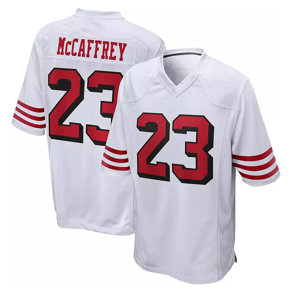 Pkot SF.49ers #23 Christian McCaffrey Player White Limited Home Game Stitched Jerseys