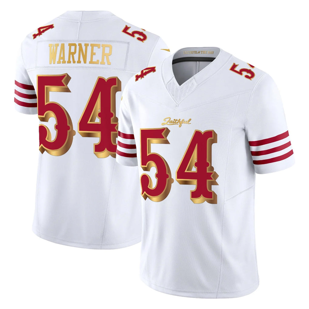 Pkot SF.49ers #54 Fred Warner Player White 2025 Rivalries Collection Game Limited Stitched Jerseys