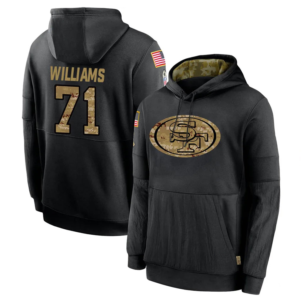 Pkot SF.49ers #71 Trent Williams Player Black Salute to Service Sideline Performance Pullover Hoodies Home Game Stitched Jerseys