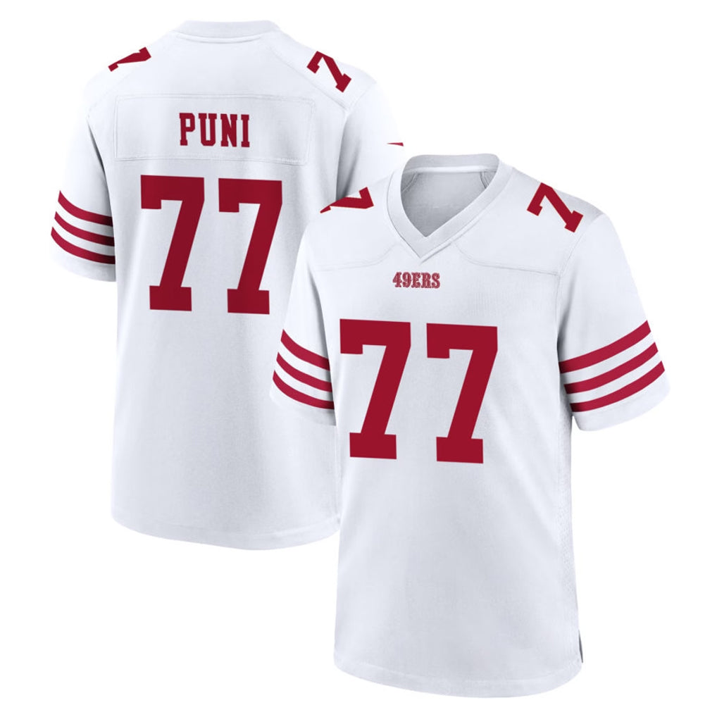 Pkot SF.49ers #77 Dominick Puni Player White Game Home Stitched Jerseys