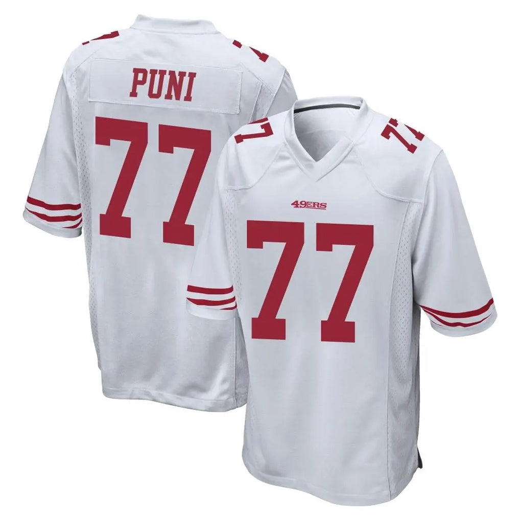 Pkot SF.49ers #77 Dominick Puni Player White Home Game Stitched Jerseys