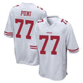 Pkot SF.49ers #77 Dominick Puni Player White Home Game Stitched Jerseys
