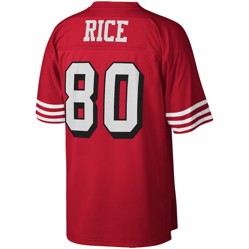 Pkot SF.49ers #80 Jerry Rice Mitchell & Ness Scarlet Legacy Replica Puhic Stitched Jerseys