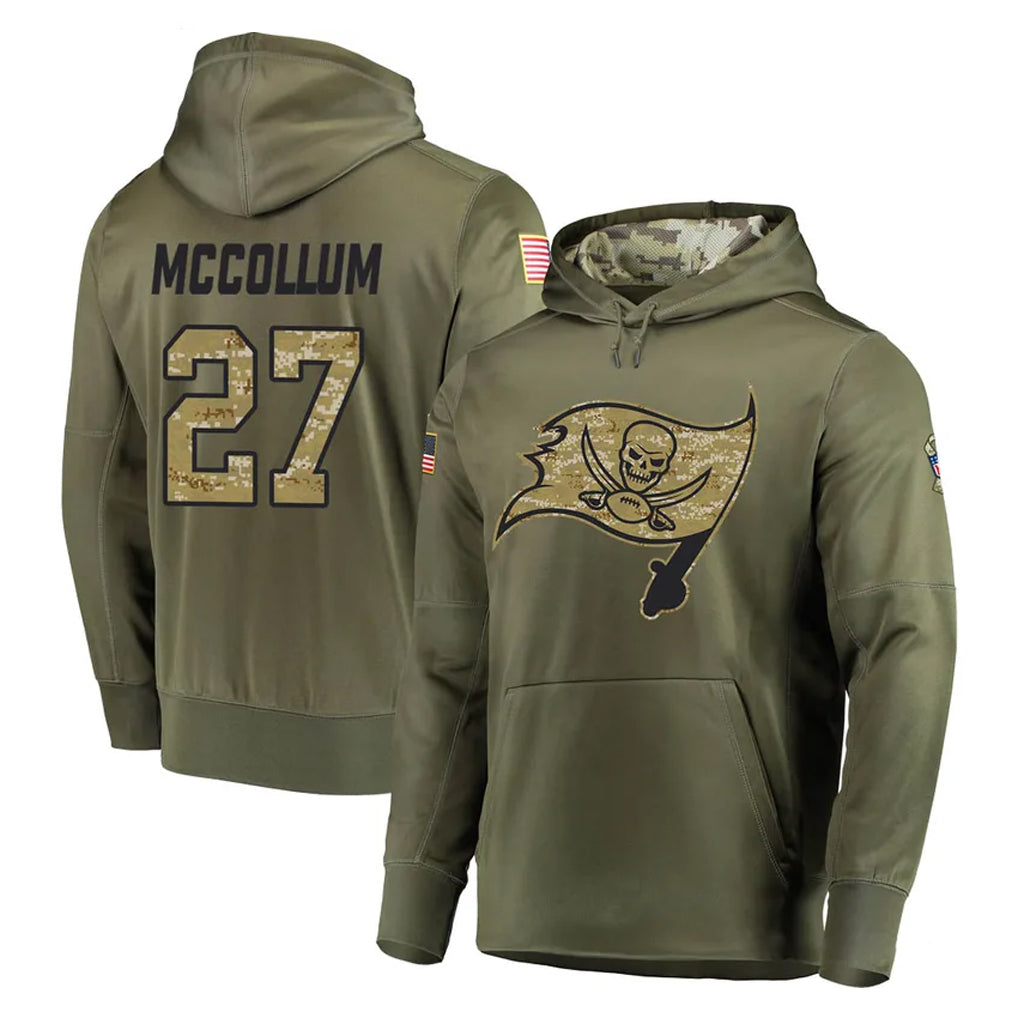 Pkot TB.Buccaneers #27 Zyon McCollum Player Olive Salute to Service Pullover Hoodie Home Game Stitched Jerseys