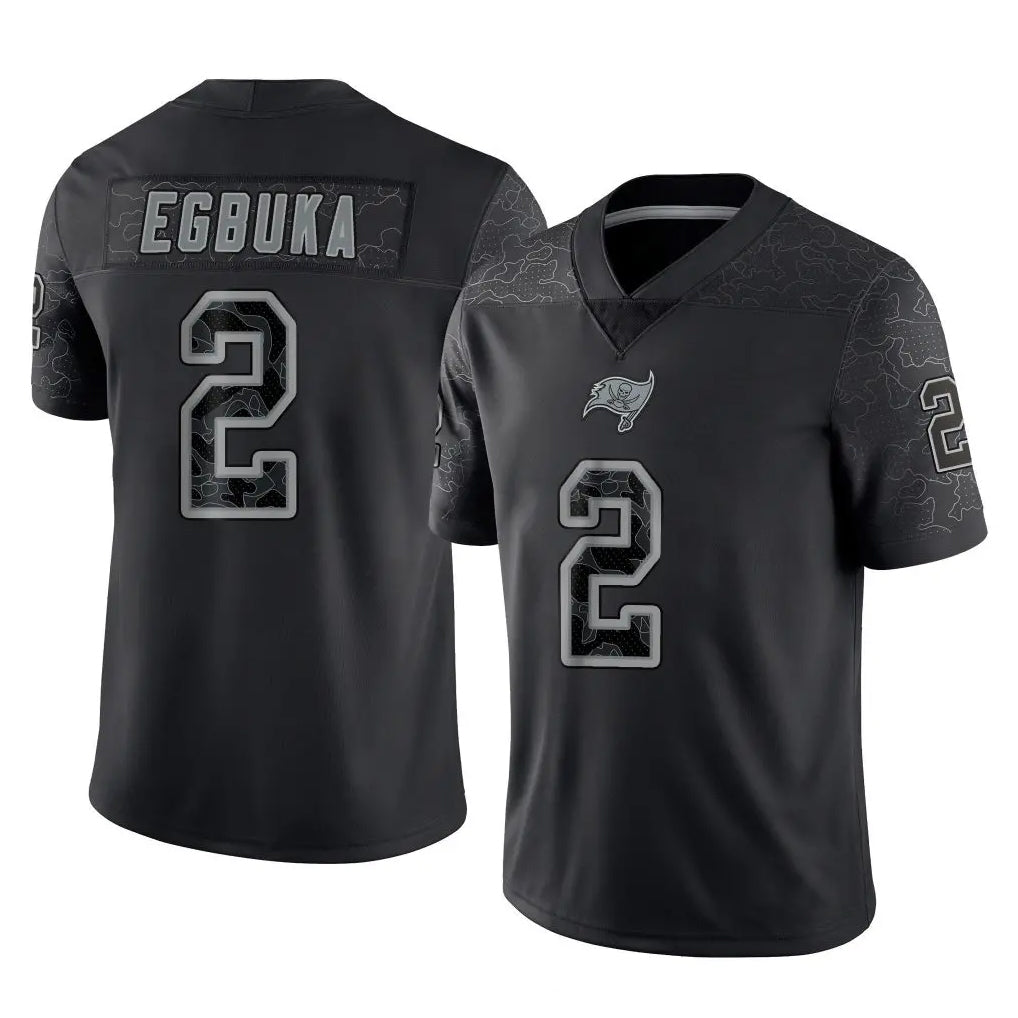 Pkot TB.Buccaneers #2 Emeka Egbuka Player Black Reflective Limited Home Game Stitched Jerseys