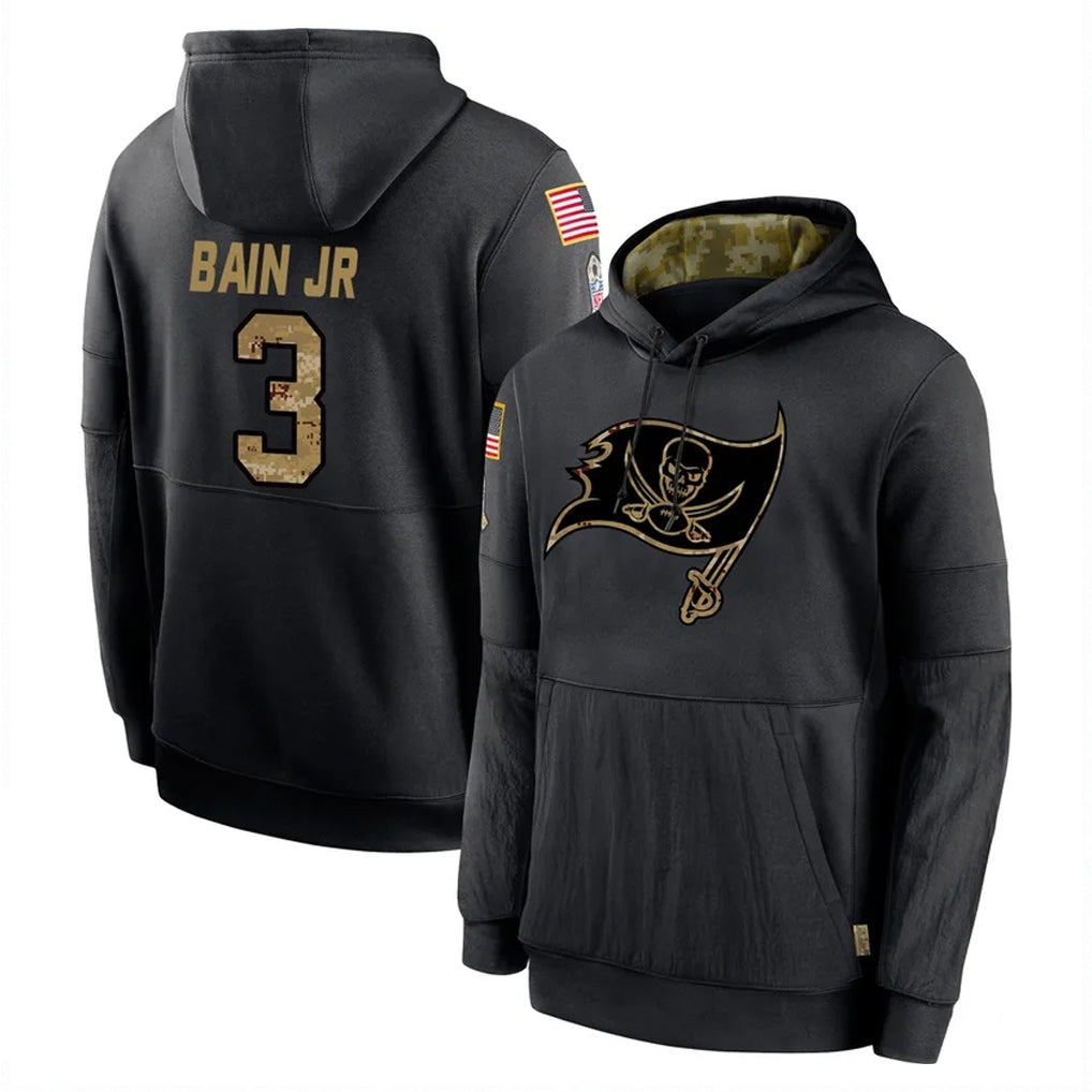 Pkot TB.Buccaneers #3 Rueben Bain Jr. Player Black Salute to Service Sideline Performance Pullover Hoodies Home Game Stitched Jerseys