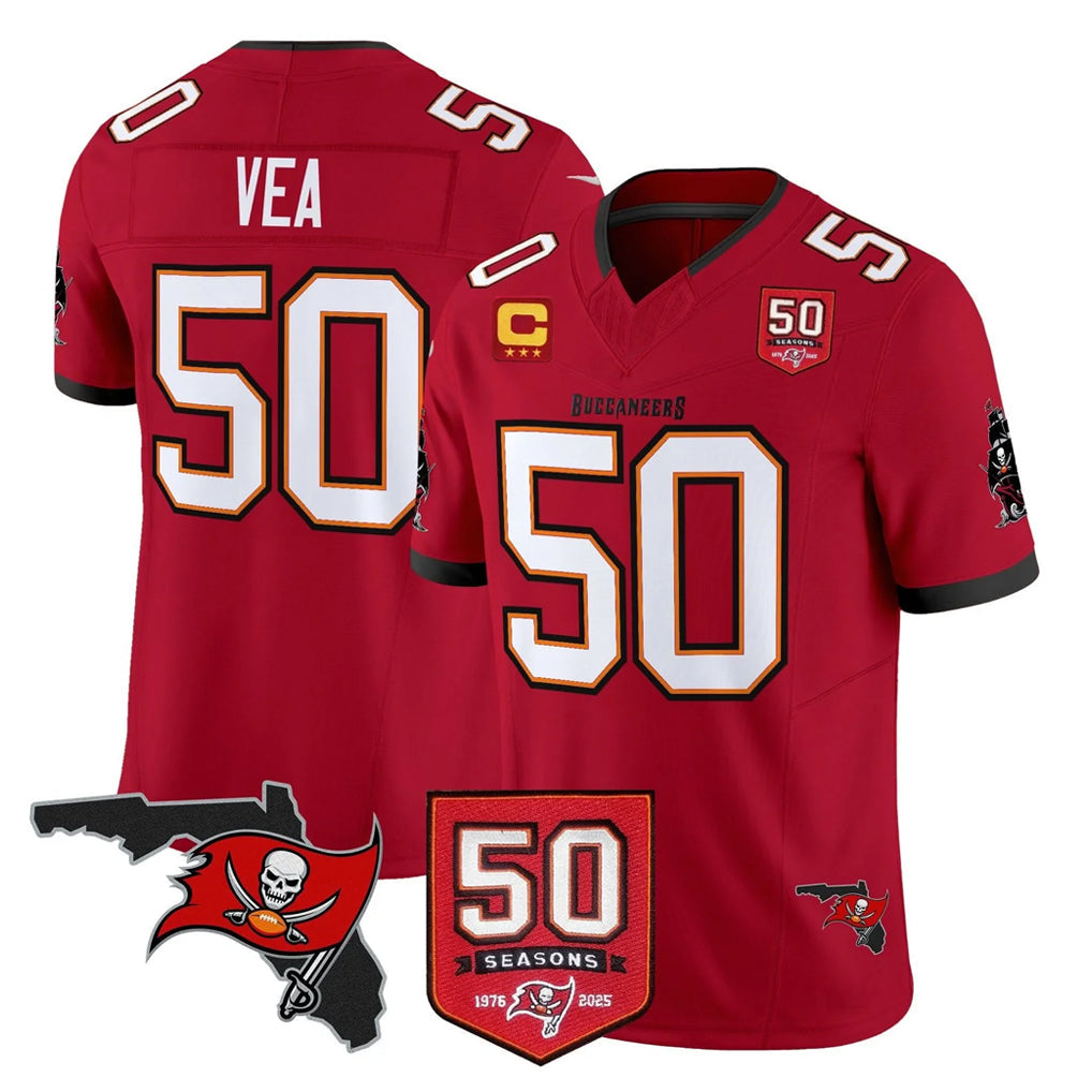Pkot TB.Buccaneers #50 Vita Vea Player Red Limited 2026 Season Vapor F.U.S.E. Home Game Stitched Jerseys