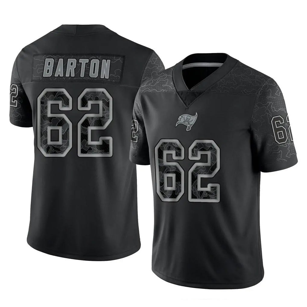 Pkot TB.Buccaneers #62 Graham Barton Player Black Reflective Limited Home Game Stitched Jerseys