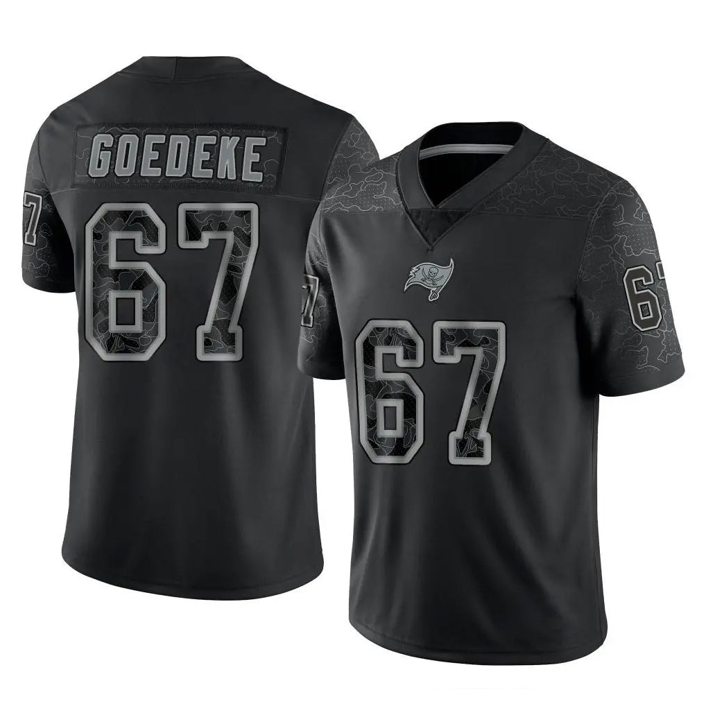 Pkot TB.Buccaneers #67 Luke Goedeke Player Black Reflective Limited Home Game Stitched Jerseys