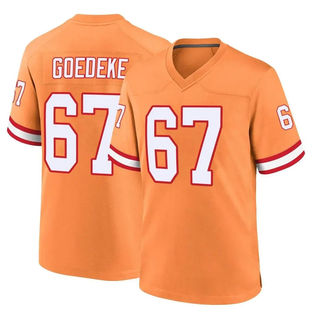 Pkot TB.Buccaneers #67 Luke Goedeke Player Orange Throwback Home Game Stitched Jerseys