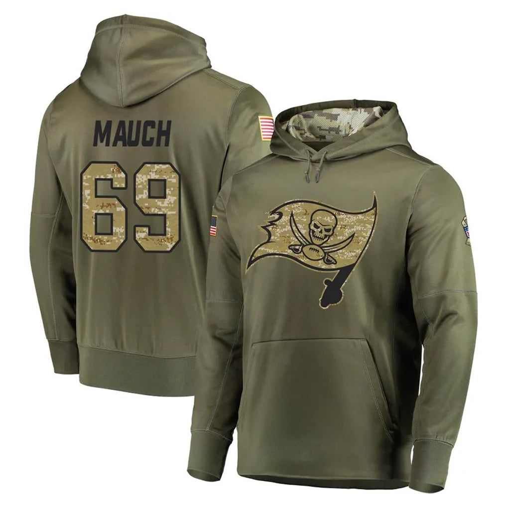 Pkot TB.Buccaneers #69 Cody Mauch Player Olive Salute to Service Pullover Hoodie Home Game Stitched Jerseys