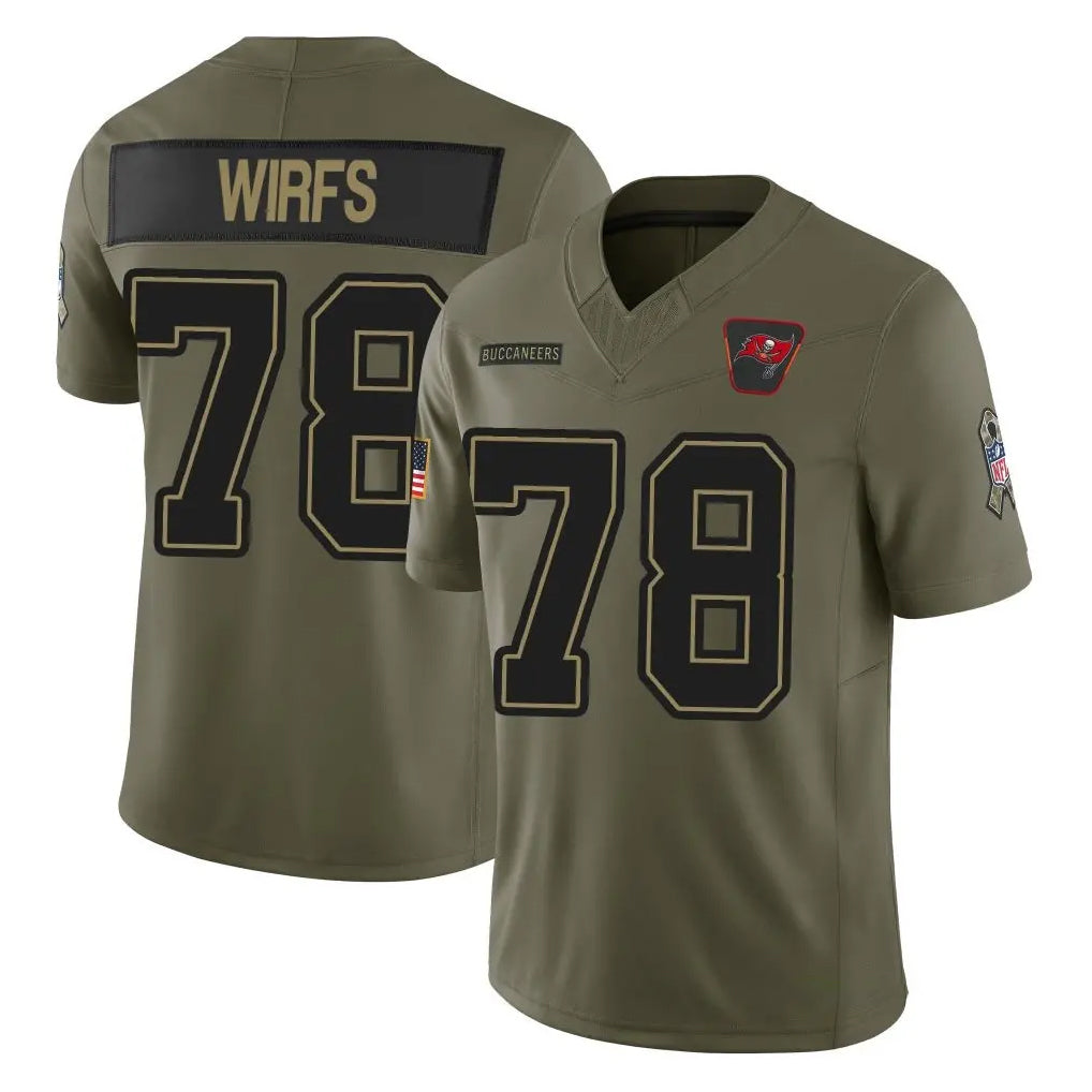 Pkot TB.Buccaneers #78 Tristan Wirfs Player Olive 2025 Salute To Service Limited Home Game Stitched Jerseys