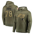 Pkot TB.Buccaneers #78 Tristan Wirfs Player Olive Salute to Service Pullover Hoodie Home Game Stitched Jerseys