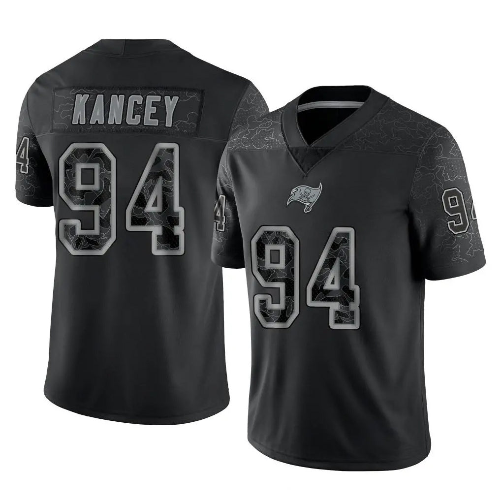 Pkot TB.Buccaneers #94 Calijah Kancey Player Black Reflective Limited Home Game Stitched Jerseys
