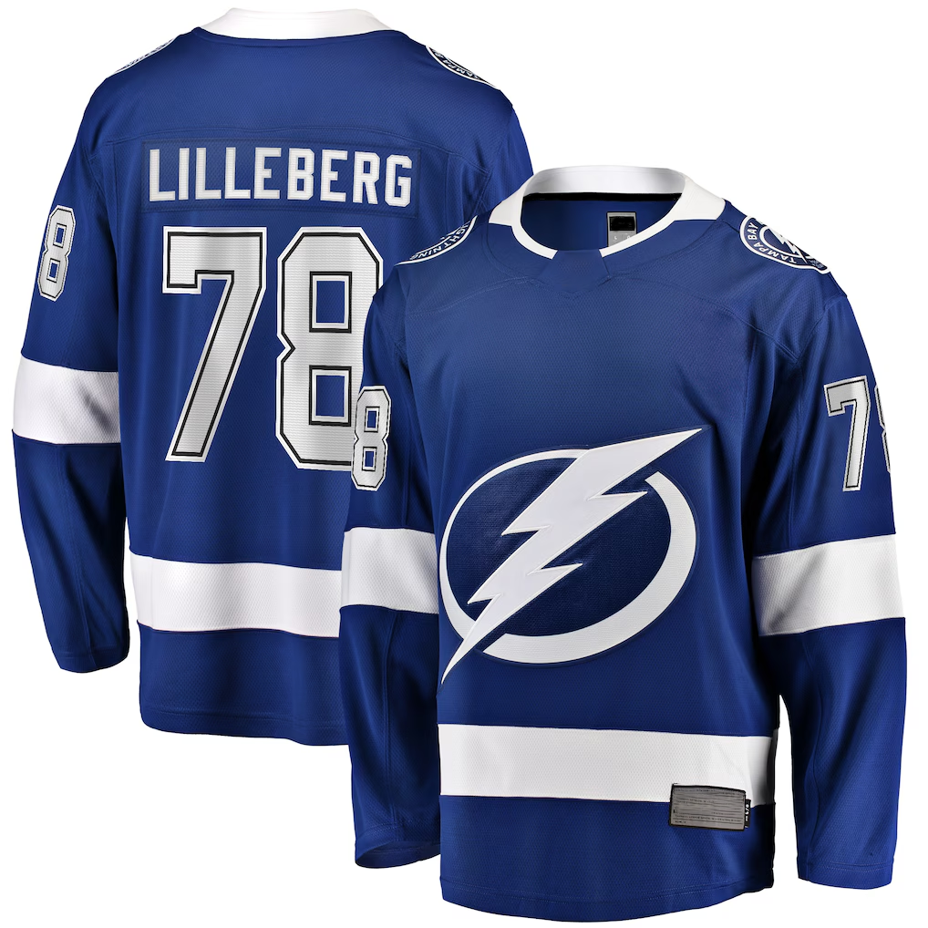 Pkot TB.Lightning #78 Emil Lilleberg Blue Home Premier Breakaway Player Jerseys