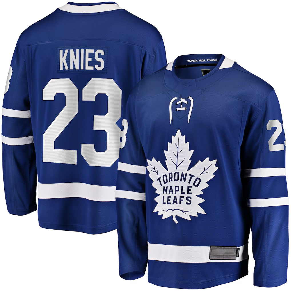 Pkot TM.Leafs #23 Matthew Knies Blue Home Premier Breakaway Player Jerseys