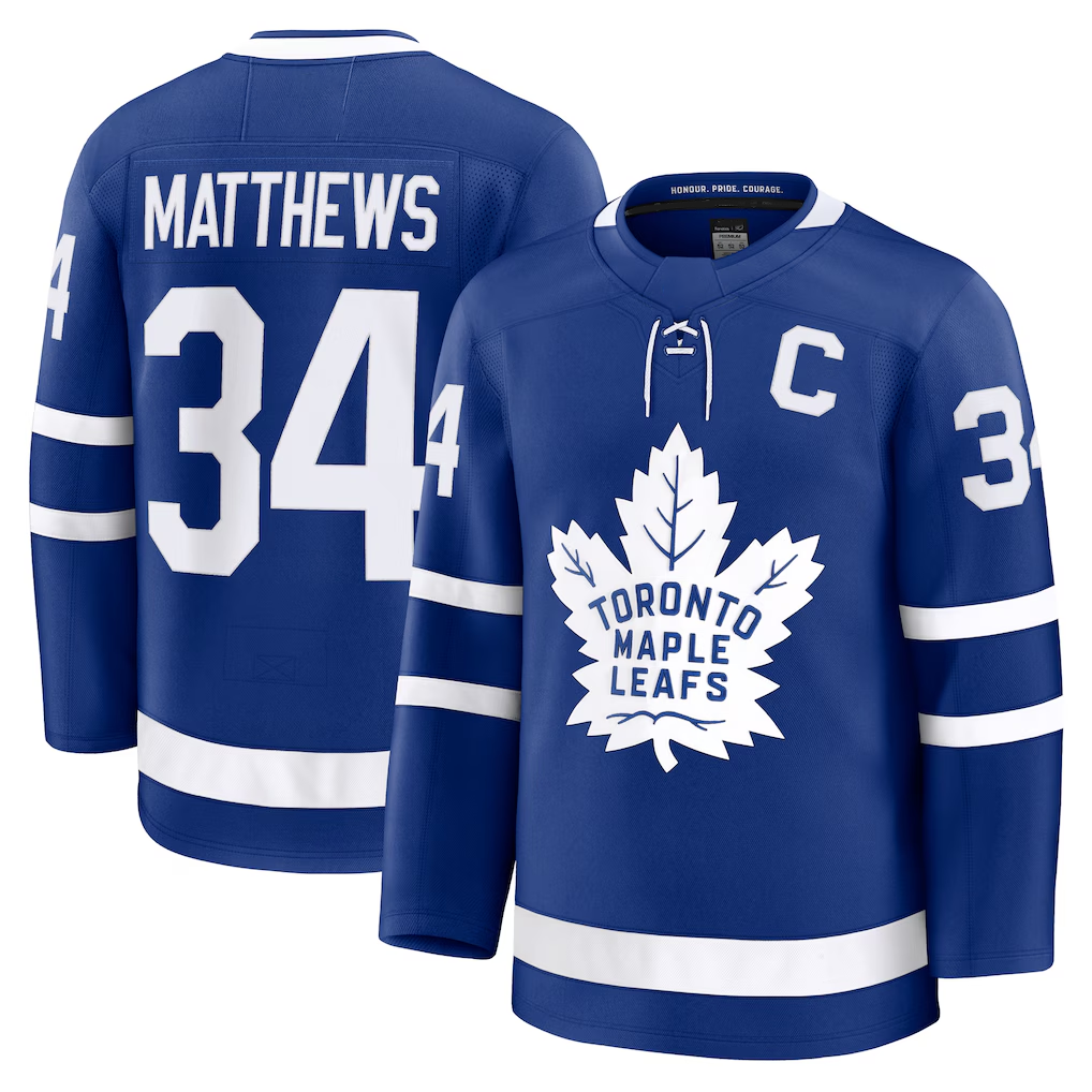 Pkot TM.Leafs #34 Auston Matthews Blue Captain Patch Home Premium Jerseys