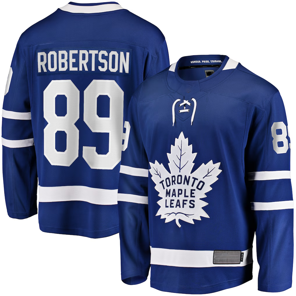 Pkot TM.Leafs #89 Nicholas Robertson Blue Home Premier Breakaway Player Jerseys