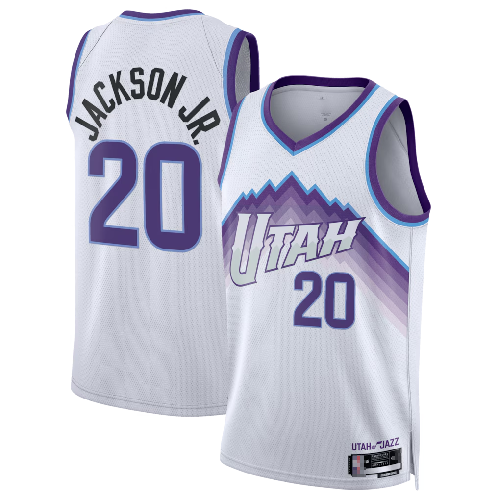 Pkot U.Jazz #20 Jaren Jackson Jr. White Swingman Stitched Jerseys - Association Edition