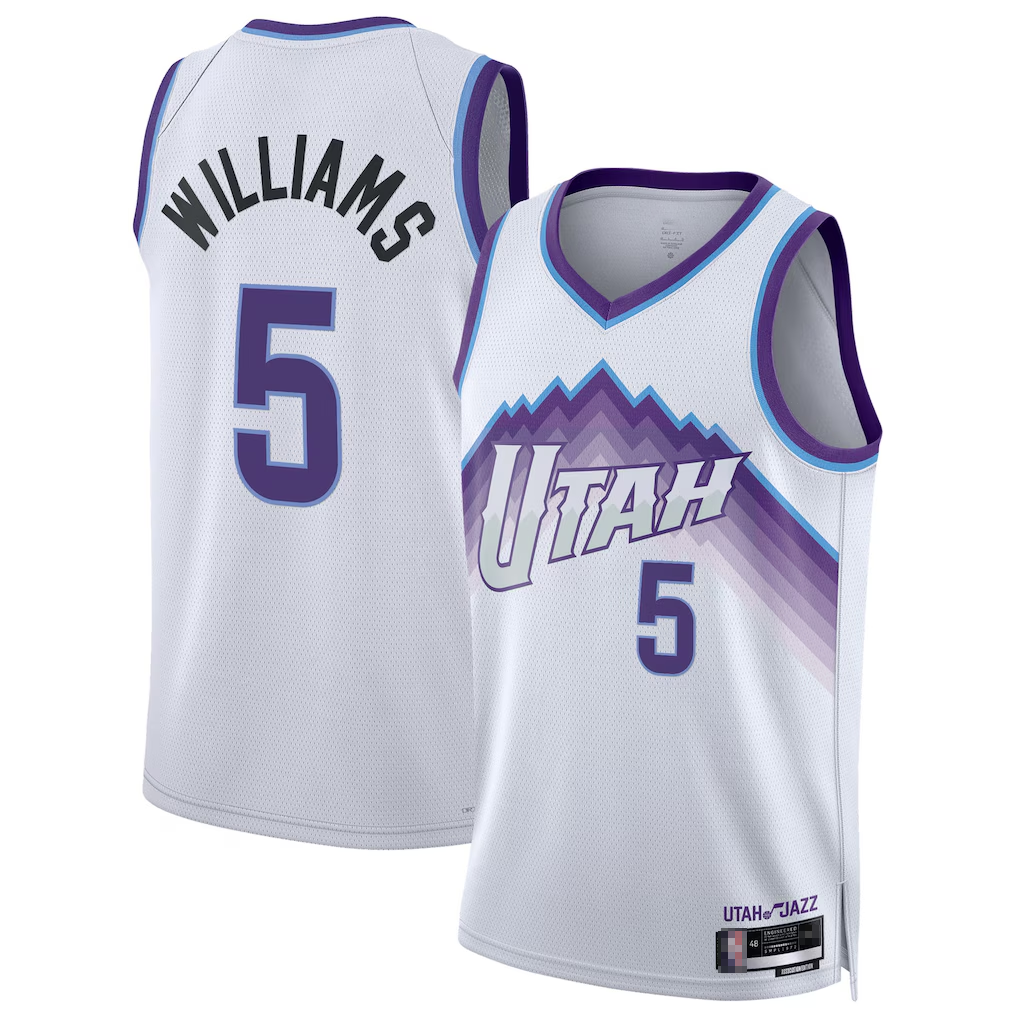 Pkot U.Jazz #5 Cody Williams White Swingman Stitched Jerseys - Association Edition