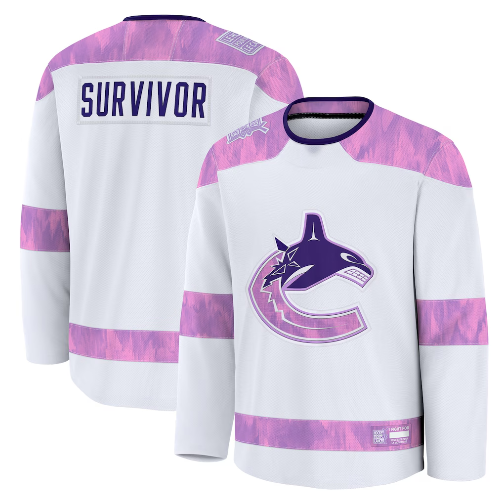 Pkot V.Canucks White Hockey Fights Cancer Survivor Practice Jerseys