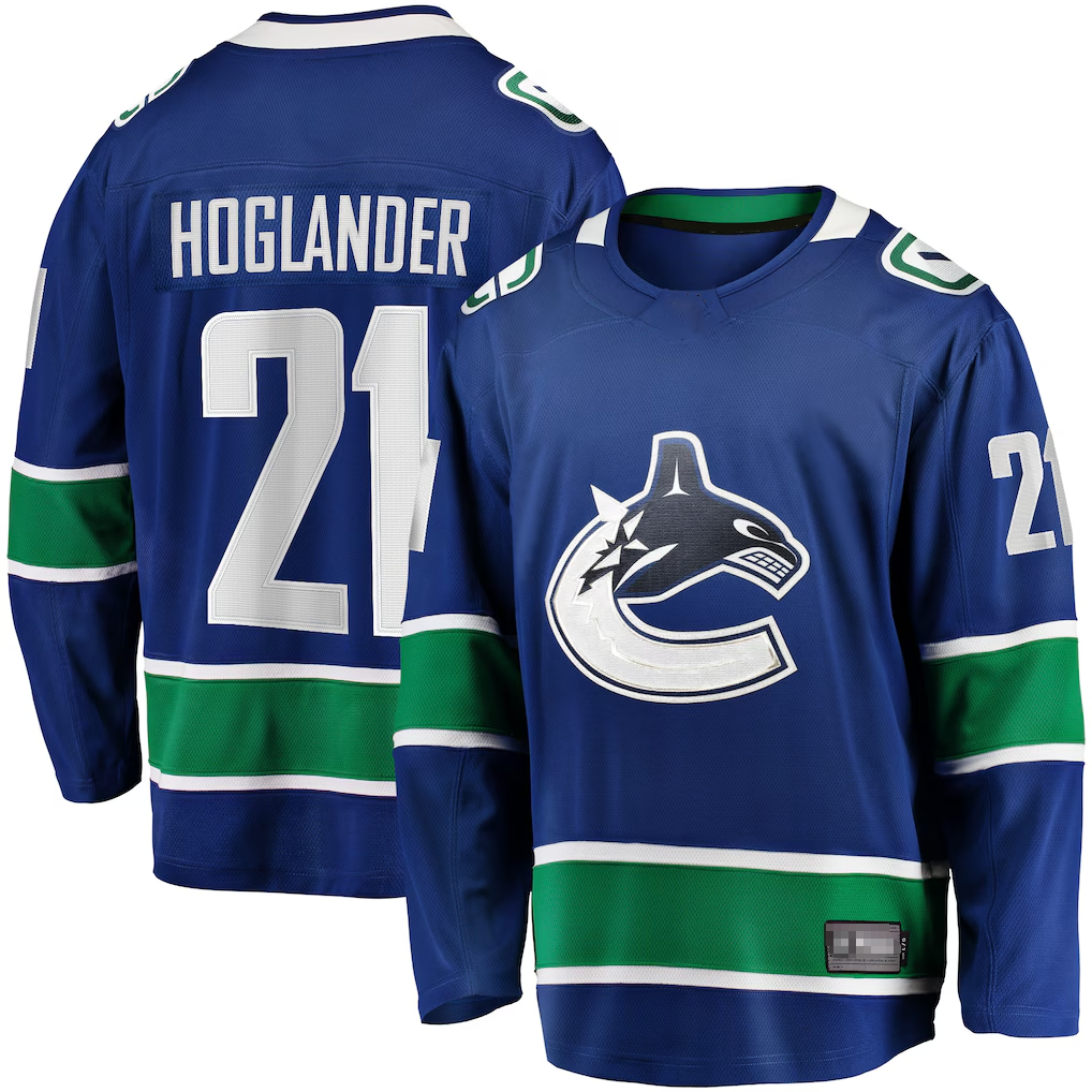 Pkot V.Canucks #21 Nils Hoglander Blue Home Premier Breakaway Player Jerseys