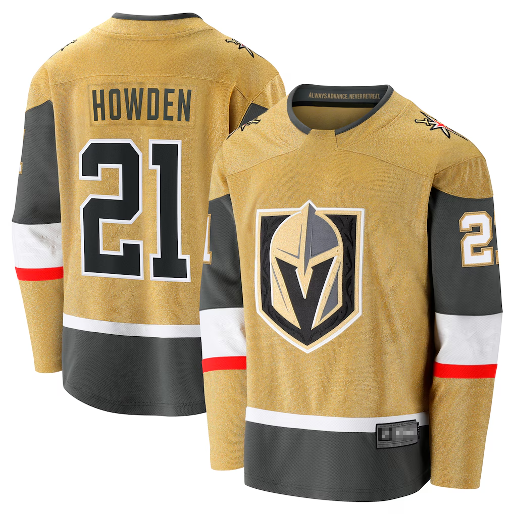 Pkot VG.Knights #21 Brett Howden Gold Home Premier Breakaway Player Jerseys