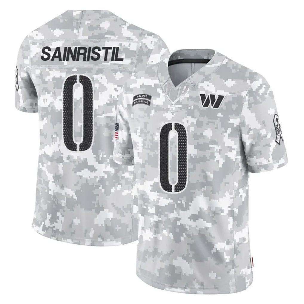 Pkot W.Commanders #0 Mike Sainristil Player Arctic Camo Limited Salute To Service Home Game Stitched Jerseys