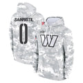 Pkot W.Commanders #0 Mike Sainristil Player Arctic Camo Limited Salute to Service Pullover Hoodies Game Stitched Jerseys