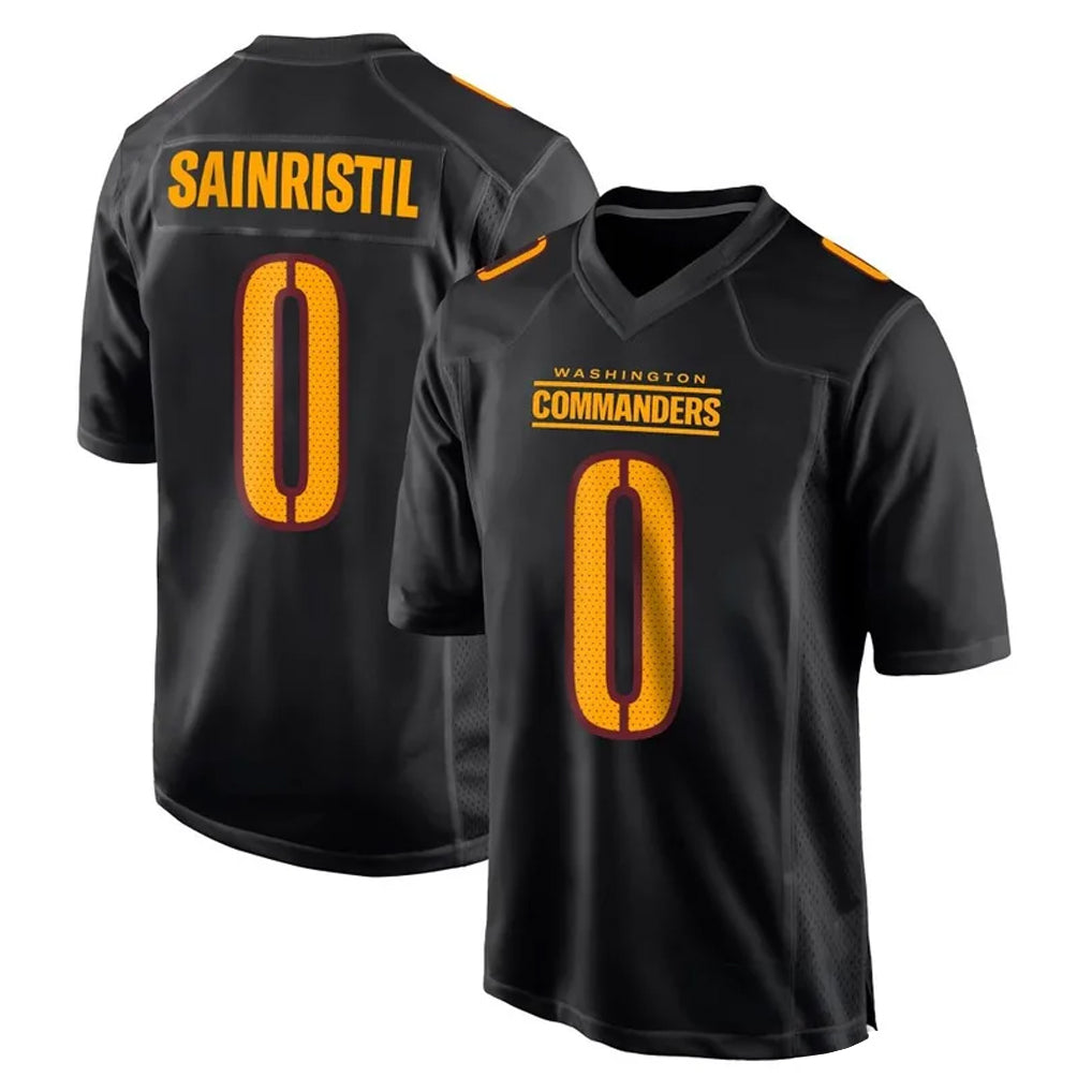 Pkot W.Commanders #0 Mike Sainristil Player Black Carbon Fashion Home Game Stitched Jerseys