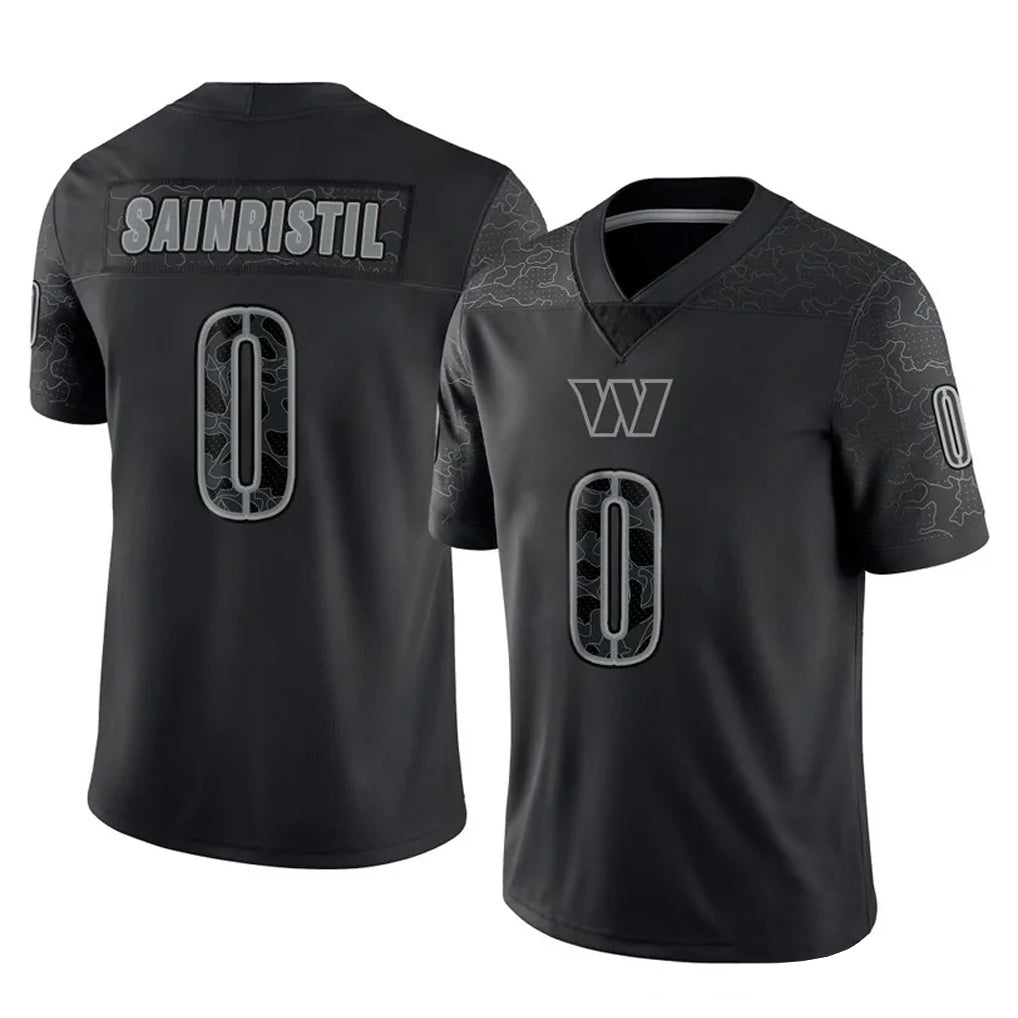 Pkot W.Commanders #0 Mike Sainristil Player Black Limited Reflective Home Game Stitched Jerseys