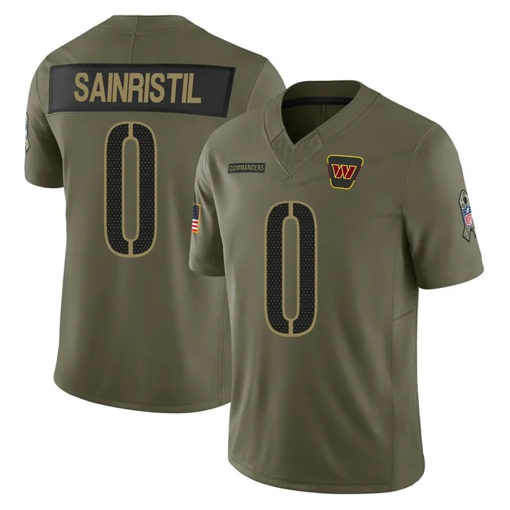 Pkot W.Commanders #0 Mike Sainristil Player Olive 2025 Salute To Service Limited Home Game Stitched Jerseys