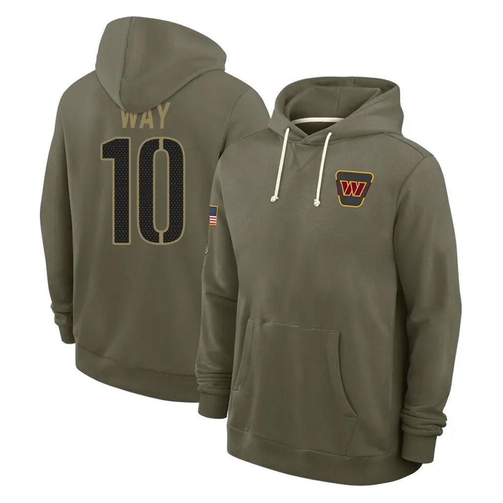 Pkot W.Commanders #10 Tress Way Player Olive Salute to Service Pullover Hoodies Limited Home Stitched Jerseys