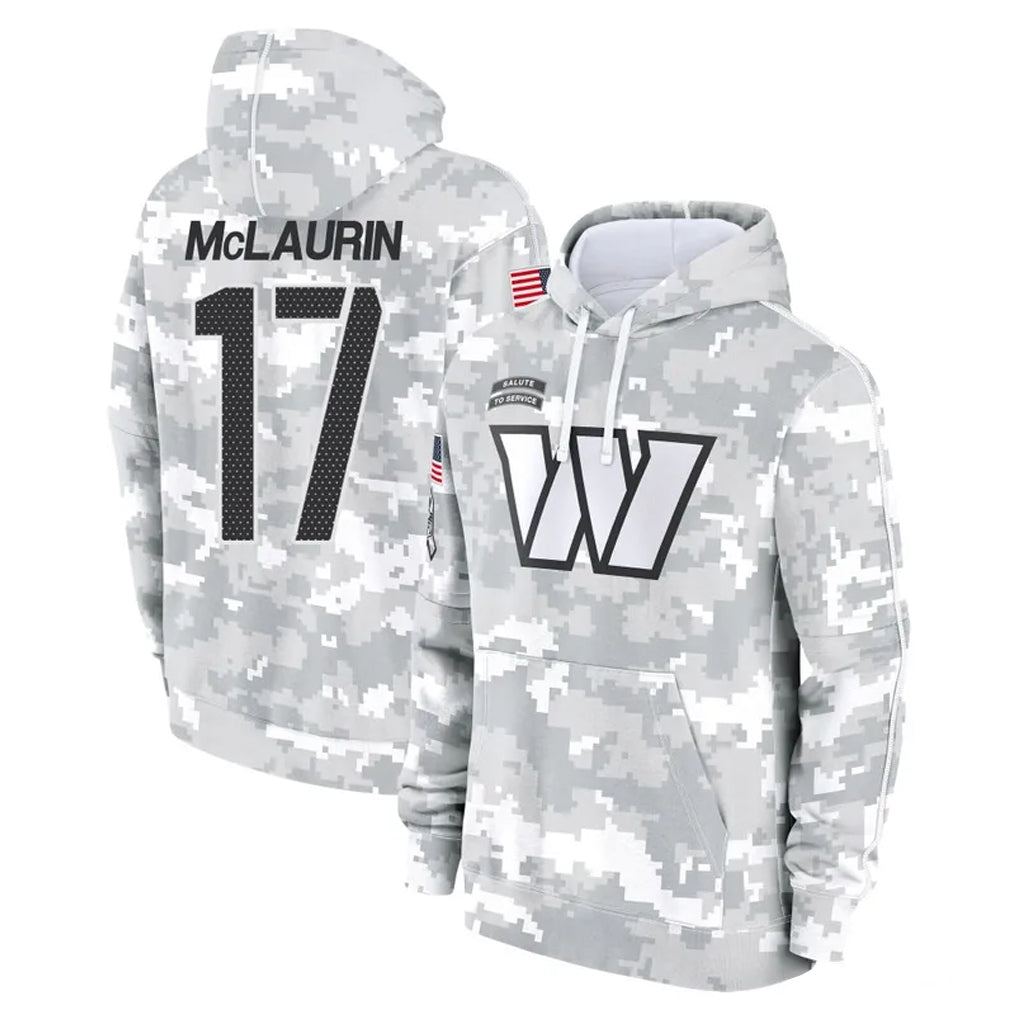 Pkot W.Commanders #17 Terry Mclaurin Player Arctic Camo Limited Salute to Service Pullover Hoodies Game Stitched Jerseys